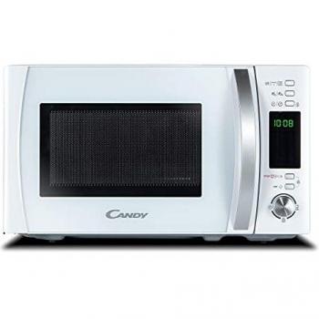 Candy X-Range CMXG20DW, Microondas con Grill, 20L, 1050W, 5 Niveles Potencia, Digital, 40 Programas, Bloqueo Seguridad, Plato 25,5CM, Grill Rack, Express Cooking, Temporizador, App simply-Fi, Blanco