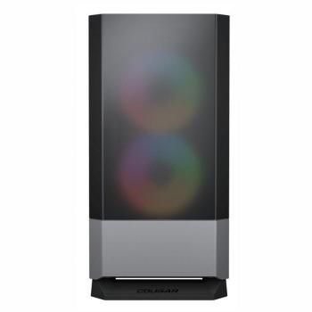 Cougar MG140 RGB Iron Gray Mini Tower Case con Cristal Templado, Iluminación LED RGB, Compatible con placas base Micro ATX y Mini-ITX, Bahías para HDD de 2.5 y 3
