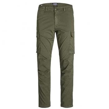Jack & Jones Tucker Ama Olive Night Cargo Pants for Men - Carrot Fit 33W x 30L