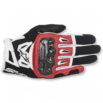 Alpinestars SMX-2 Air Carbon V2 Motorcycle Gloves Black/Red/White XL with Protection and Ventilation