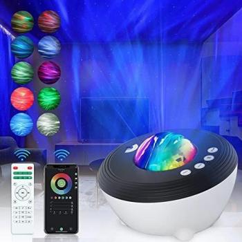 Proyector de Luz Estelar, proyector estrellas LED de Luz Nocturna Giratorio de Infantil con Control Remoto/ Temporizador/ Ruido Blanco y Bluetooth, Decorativas Habitacion, Fiesta, Navidad