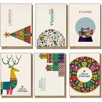 48 tarjetas de Navidad recicladas, ecológicas, de estilo escandinavo…