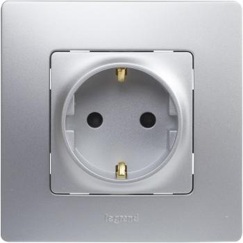 Legrand Niloé 396482 Enchufe de Pared 2P+T Monoblock, Color Aluminio