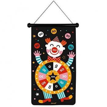 Janod - Juego de Dardos Magnéticos, Temática de Circo, Ambos Lados, Desarrollo de La Habilidad, La Agilidad y La Concentración, 6 Dardos - Desde Los 4 Años, J02074