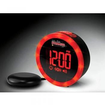 Despertador Vibrante Geemarc Wake 'n' Shake Dynamite con Alarma Sonora de 95dB, Flash Luminoso y Puerto USB
