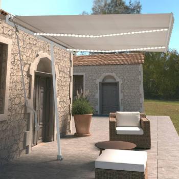 Toldo automático Día y Noche con LED y sensor de viento crema 350x250 cm