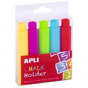 Pack de 5 Porta Tizas Ajustables de Plástico Ø 9 mm en Colores Surtidos