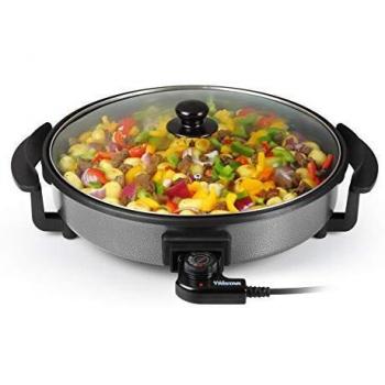 Tristar PZ-2964 Sartén Eléctrica con Tapa de Cristal, Diámetro 40 cm, Profundidad 4 cm, Recubrimiento Antiadherente, 1500 W, 5 Configuraciones de Temperatura