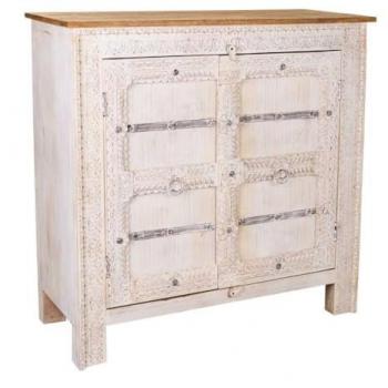 Recibidor de Madera Blanco Acabado Artesanal 104x46x104h Cm - Amplio Espacio de Almacenamiento