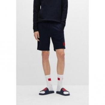HUGO Men's Dark Blue Sweat Shorts with Elastic Waistband, Regular Fit Size S