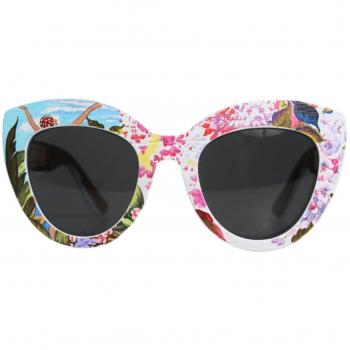 Floral Multicolor Crystal Frame Sunglasses for Women