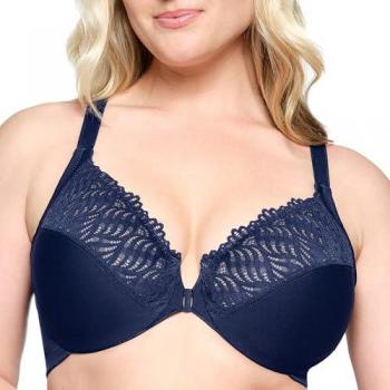 Glamorise Wonderwire Front Closure T-Back Bra in Blue - Women's Underwire Bra 38-DD