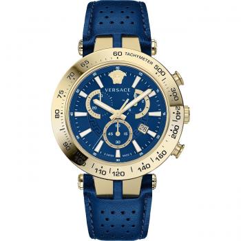 Versace Bold Chronograph Blue Leather Watch