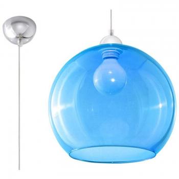 Lámpara Colgante Ball Azul E27 Vidrio Acero Cromo 1 Bombilla LED Suspendida