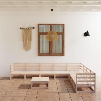 Sofá de jardín 9 piezas de madera maciza de pino con cojines