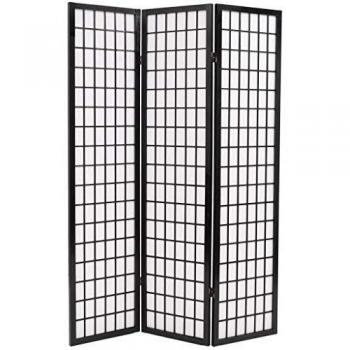 vidaXL Biombo Plegable con 3 Paneles Estilo Japonés 120x170cm Negro Decoración