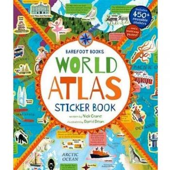 World Atlas Sticker Book with 450 Reusable Stickers - Educational Geography Activity for Kids