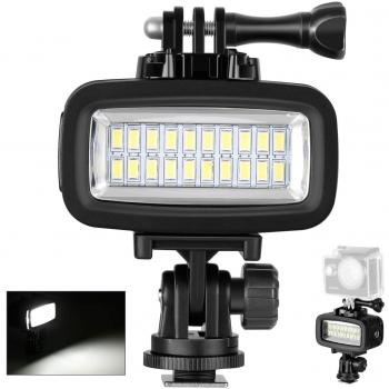 Neewer 700LM Flash LED Regulable Impermeable 40m Bajo el Agua con 20 LED y 3 Filtos Color