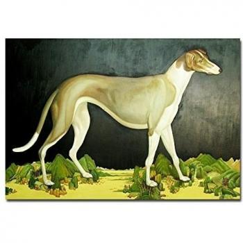 lotuslife arte lienzo de la serie Animal Impreso pinturas gran perro pequeño Moutains pintura al óleo arte para decoración de dormitorio, Unframed