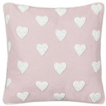 Cojín Decorativo de Algodón Rosa 45 x 45 cm con Bordado de Corazones Gazania