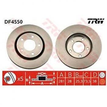 Disco de freno TRW DF4550, frente, ventilado, altamente carbonizado, 1 pieza