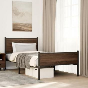 Cama solar sin colchón Metal Marrón Roble 100x200 cm