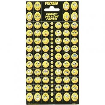 speel Goed 1100313 – Papeterie y Pegatinas Stickers Crazy Yellow Faces, Multicolor