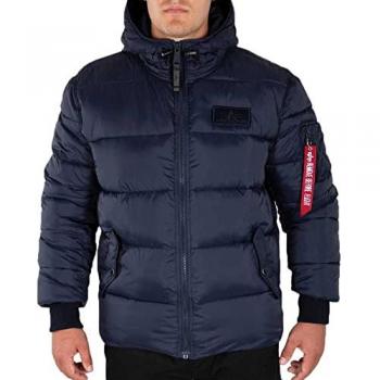 Alpha Industries Hooded Puffer Jacket for Men - Cold Weather, Rep. Blue, Size 2XL