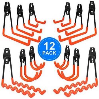 AojSup 12 piezas Gancho para Colgador de Garaje dobles Ganchos de almacenamiento de garaje Gancho de Bicicleta de Pared para organizar herramientas,escaleras,bicicletas