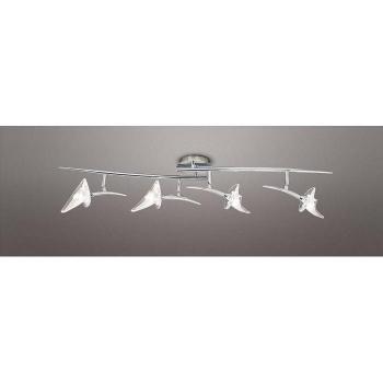 Foco lineal Flavia de 4 luces G9 con cabezales ajustables, cromo pulido