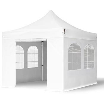 Carpa Plegable 3x3m Profesional Aluminio 40mm con Laterales y Ventanas, Blanco PES 800