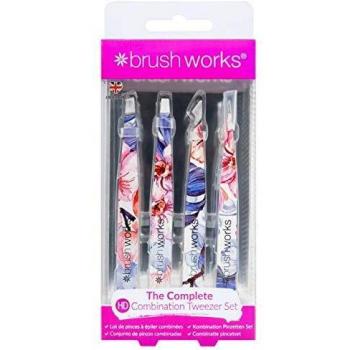 Brushworks Hd 4 Piece Combination Tweezer Set - Floral
