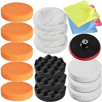 TecTake Set de Pulido de 18 Piezas con esponjas para máquina de pulidora pulir Limpieza