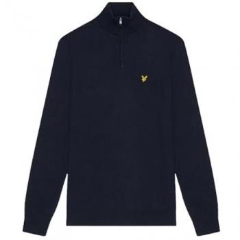 Lyle & Scott Men's Merino Wool 1/4 Zip Golf Sweater - Navy - Medium