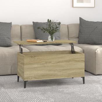 Mesa de centro Sonoma de madera contrachapada en color roble, dimensiones 90x44,5x45 cm