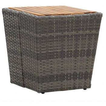 Mesa de Té Gris 41,5x41,5x43 cm en Polyrattan y Madera Sólida de Acacia