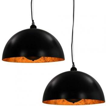 SengentoStyle Plafondlampen 2 st halfrond E27 40 cm zwart en goudkleurig
