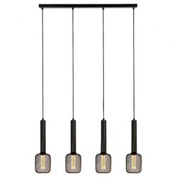Lámpara colgante de techo SEARCHLIGHT Dulwich con barra de 4 luces, negro, Araña Contemporánea de Acero Negro 4 Luces E27