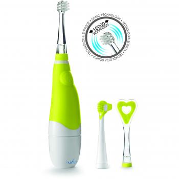 Nuvita 1150 Cepillo de Dientes Eléctrico Para Bebé - Set Higiene Bucal 3 en 1 - Protección Contra Caries - 3 Meses Hasta 3 Años de Edad - 3 Cabezales Miniatura - 0% BPA - Marca EU - Diseño italiano