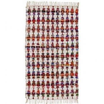 GLAM Hogar Alfombra Flecos Gris-Rojo 100% Algodón 150 X 90 Cm GRIS-ROJO