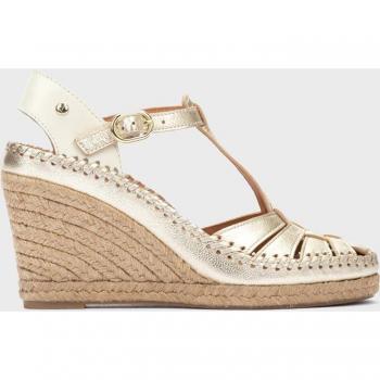 Sandalias de cuña de piel CADIZ W4Y con toque metalizado y hebilla en color oro