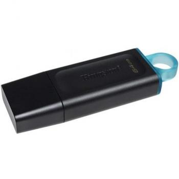 Kingston DataTraveler Exodia 64GB USB 3.2 Gen 1 Flash Drive with Protective Cap and Keyring Loop - Black