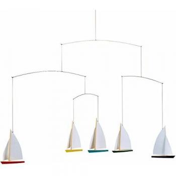 Flensted Mobiles Móvil Dinghy Regatta 5, acero, multicolor, 35 x 65 cm
