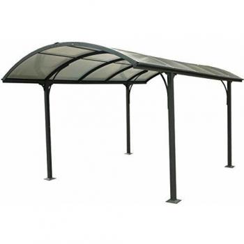 Carport de aluminio con techo redondeado 14,62 m² - Garantía de 10 años - Gris antracita