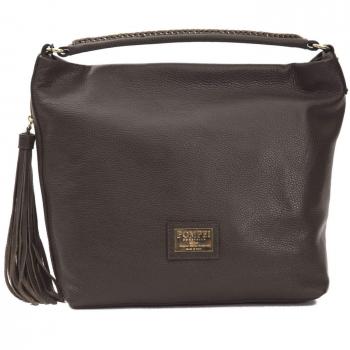 Pompei Donatella Brown Leather Shoulder Bag - Type: Shoulder Bag, Material: Brown Leather, Features: Adjustable strap, Magnetic closure, Interior pockets, Stylish design