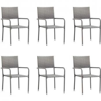 vidaXL Garden Dining Chairs 6 pcs Stackable Grey Poly Rattan