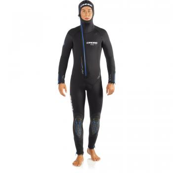 Cressi fácil Man, Traje de Neopreno Premium de una Pieza con Capucha integrada de 7 mm, para Aguas frías, Hombre, Facile Man, Nero/BLU