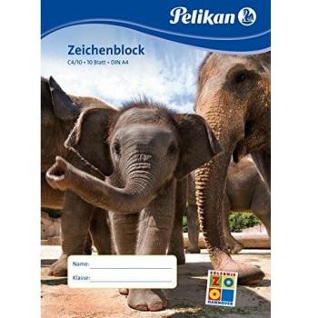 Bloc de dibujo Pelikan A4, 100 g/m², 10 hojas, diseño animal