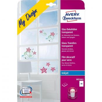 Folia Decorativa Transparente para Vidrio A4 - 4 Piezas - Avery Zweckform MD3002