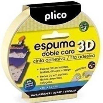 CINTA ADHESIVA DOBLE CARA PLICO rollo 2x15 ESPUMA EFECTO 3D
